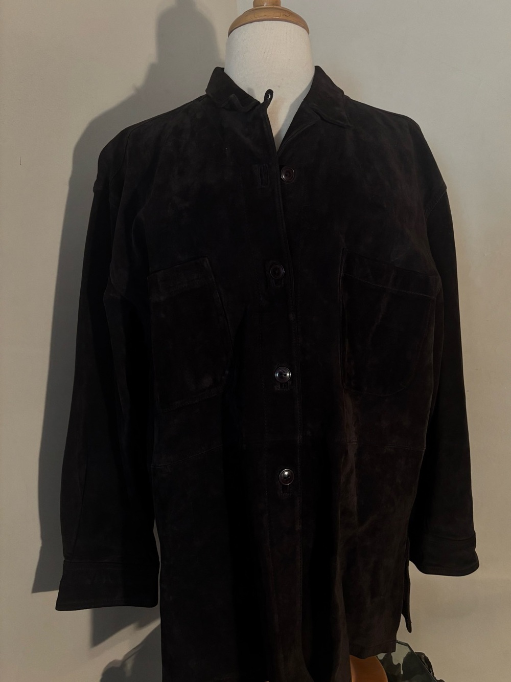 ARLEEN BOWMAN Women's Dark Brown Suede Shirt Jacket